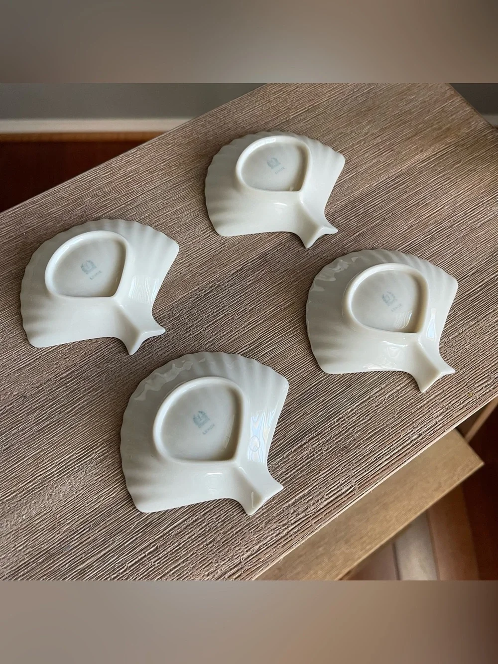Vintage Set of 4 Lenox Nassau Ivory Seashell Dishes Mini 3.5” Coastal Trinket